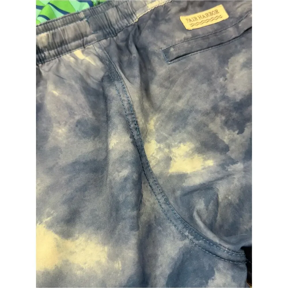 Fair Harbor Boys' Orange Floral, Blue Tie-Dye & Teal Wave Swim Trunks Set